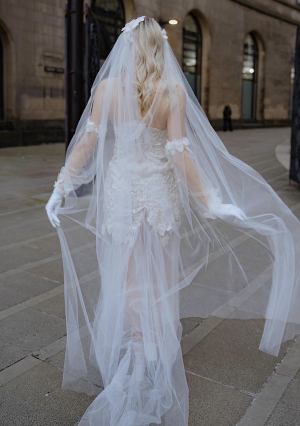 'Euphrosyne' Gown, Veil and gloves.